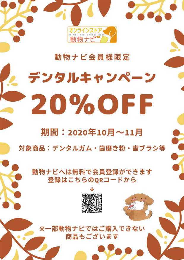 動物ナビ会員様限定　デンタルキャンペーン　20％OFF